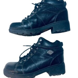 Harley Davidson Women Black Leather Ankle Riding Boots 84280 Sz 10